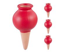 Relaxdays Clay Globes Set of 4, Houseplants & Flowerbeds, Automatic Watering, Ceramic, Vacation & Office, Terracotta/Red, 12 x 6 x 6 cm