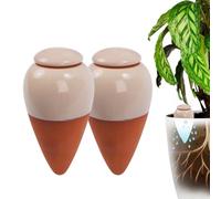 Relaxdays Clay Watering Cones, set of 2, 350 ml, terracotta/beige