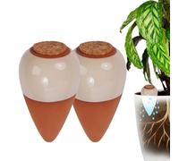 Relaxdays Clay Watering Cones, set of 2, 350 ml, terracotta/beige