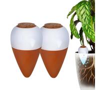 Relaxdays Clay Watering Cones, set of 2, 350 ml, terracotta/white