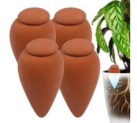 Relaxdays Clay Watering Cones, set of 4, 350 ml, terracotta