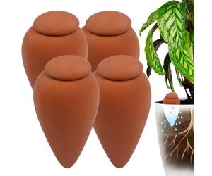 Relaxdays Clay Watering Cones, set of 4, 350 ml, terracotta