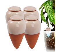 Relaxdays Clay Watering Cones, set of 4, 350 ml, terracotta/beige