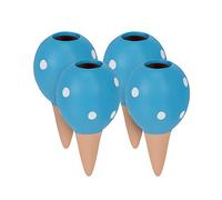 Relaxdays Clay Watering Spikes, Set of 4, Each 100 ml, Spotted Design, for House Plants & Outdoor Pots, Terracotta/Blue, Ceramics
