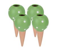 Relaxdays Clay Watering Spikes, Set of 4, Stakes for 1.5 L Bottles, Indoor & Outdoor Plants, Globes, Green/Terracotta, Ceramics, 18 x 9 cm