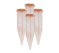 Relaxdays Clay Watering Spikes, Set of 4, Stakes for 1.5 L Plastic Bottes, Indoor & Outdoor Plants, Terracotta/White