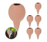 Relaxdays Clay Watering Spikes, Set of 6, Irrigation Cones for Houseplants and Balcony Boxes, 11.5 x 6 cm, Terracotta