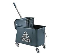 Relaxdays cleaning trolley, 2-chamber system with wringer, mop holder, grey