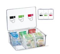Relaxdays Clear Tea Box with 6 Compartments