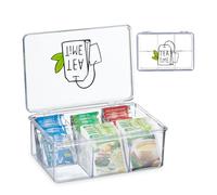 Relaxdays Clear Tea Box with 6 Compartments