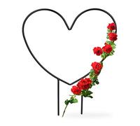 Relaxdays Climbing Aid Heart, Metal, Black | Trellis for Pot and House Plants, HxWxD: 32 x 25 x 0.5 cm, Flower Support