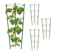 Relaxdays Climbing Aid Set of 4, Metal & Plastic, 45 cm, 3 Adjustable Rings, Trellis Frame Vines Garden Plants, Green, Iron, 45x18x18cm