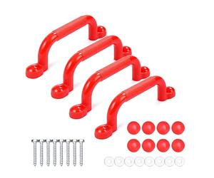 Relaxdays Climbing Frame Handles, 4-pack, each up to 100 kg, Red | Play Tower & Loft Bed Accessories, Plastic