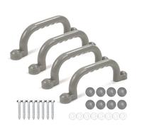 Relaxdays Climbing Frame Handles, 4-pack, up to 100 kg, play tower & loft bed, recessed grips, plastic, grey, 24x3x7 cm