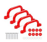 Relaxdays Climbing Frame Handles, Pack of 4, each up to 100 kg, play tower & loft bed, recessed grips, plastic, red