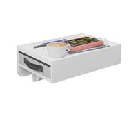 Relaxdays Clip-On Bedside Table, Bamboo, 14 x 37 x 26.5 cm, Drawer, Drink Holder, Hanging Tray, Floating Shelf, White, Polyester, Iron