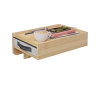 Relaxdays Clip-On Bedside Table, Bamboo, 14 x 37 x 26.5 cm, Drawer, Drink Holder, Hanging Tray, Floating Shelf, Natural