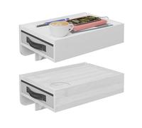 Relaxdays clip-on bedside table, set of 2, bamboo, HxWxD: 14 x 37 x 26.5 cm, drawer, hanging bedside shelf, white