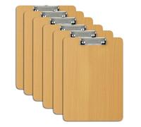 Relaxdays clipboard, set of 6, rubberised metal clip, HWD: 31.5 x 22.5 x 0.5 cm, DIN A4 writing pad, natural