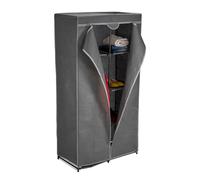 Relaxdays Fabric Wardrobe, with Clothes Rail & 6 Compartments, 170 x 90 x 45 cm, Stable, Folding Closet with Cover, Grey, Iron