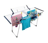 Relaxdays clothes airer, foldable, extendable, white/blue