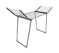Relaxdays clothes airer, weatherproof drying rack, 13 m long drying space, with two wings, flat drying, black