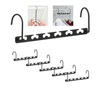 Relaxdays Clothes Hanger, 6x Set, Space-saving, Vertical, 12 Items, Extra, Closet, Storage, Solution, 26cm, Metal, Black
