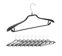 Relaxdays Clothes Hangers for Suits, Set of 10, Coat Hangers, Metal with Rubber, Non-slip, Compact, 45 cm, Black