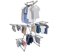 Relaxdays clothes horse, foldable, stainless steel, silver