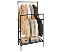 Relaxdays clothes rack, 2 rails with shelf, plug-in system, black