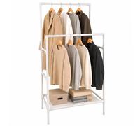 Relaxdays clothes rack, 2 rails with shelf, plug-in system, white