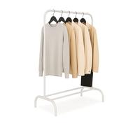 Relaxdays clothes rack, HxWxD: 150 x 110 x 40 cm, with shelf & rail, metal, robust, coat stand, white
