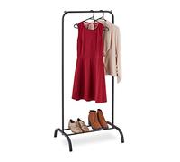 Relaxdays Rack, Stable Clothing Rail With Shelf for Shoes, Wardrobe for Small Spaces, 144 x 60 x 44 cm, Black, Steel
