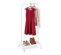 Relaxdays Rack, Stable Clothing Rail With Shelf for Shoes, Wardrobe for Small Spaces, 144 x 60 x 44 cm, White, Steel