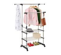 Relaxdays Clothes rack with double rod & shelf