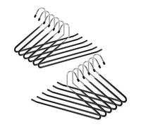 Relaxdays Clothes Set of 12, Non-slip, Garment Hangers, For Trousers, PVC-coated Metal, Multipack, 18 cm, Black, Iron, 35 x 18 x 0.5 cm