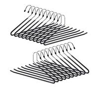 Relaxdays Clothes Set of 20, Non-slip, Garment Hangers, For Trousers, PVC-coated Metal, Multipack, 18 cm, Black, Iron, 35 x 18 x 0.5 cm