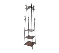 Relaxdays Coat, 8 Hooks, 4 Shelves, HWD 140 x 43 x 43 cm, Clothes Rack, Iron & MDF, Black/Dark Brown, Fibreboard, 180 x 43 x 43 cm