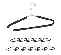 Relaxdays Coat Hanger Set of 12, Non-Slip Foam Coating, Suit Holder, Open Pants Rail, Non-Slip, Black