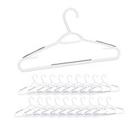 Relaxdays Coat Hanger Set of 20, Rubber Coated Plastic Holders, Pants Rail, Skirt & Pants, Non-Slip, White
