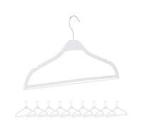Relaxdays Coat Hangers, 10x Set, Space-Saving Storage, Thin Clothes Hanger, Organise Closet, Wheat Straw, Plastic, White
