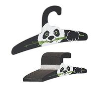 Relaxdays Coat Hangers, 20x Set, Children's, Cardboard, Space-Saving Storage, Recycled, Panda, Closet Organiser, Black, 16 x 33 x 0.3 cm