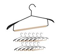 Relaxdays Coat Hangers Set of 12,Wide Shoulders, Suits, Pants Rail,Jacket Holder, Metal & Wood,Black