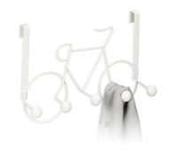 Relaxdays Coat Hooks, Bicycle Design, 5 Hangers, Clothes Rail, Jacket Holder for Door & Wall, 22 x 32 x 10 cm, White, Steel
