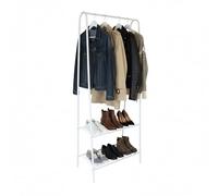 Relaxdays coat rack, 2 wire shelves, H x W x D: 151 x 60 x 34.5 cm, metal, slim design, white