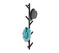 Relaxdays Coat Rack, Metal, 12 Hooks, HxWxD: 100.5 x 19.5 x 7 cm, Jackets, Scarves, Stable, Practical, Accessory, Black