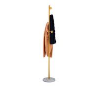 Relaxdays Marble Coat Stand, Standing Coat Stand, 5 Hooks, Standing Coat Rack, H 172 x D 29 cm, White/Gold