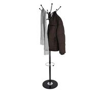 Relaxdays Coat Rack, with Marble Base, HxØ: 176.5 x 36.5 cm | 16 Hooks & Umbrella Storage, Stable Hallway Storage