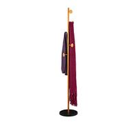 Relaxdays Coat Rack, with Marble Base, Standing Wardrobe with 5 Hooks, Hallway Storage, HxØ: 172 x 29 cm, Black/Gold, Steel