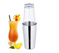 Relaxdays Cocktail Shaker. Boston Style, 2 Part Set, Glass and Stainless Steel Mixer, 400 & 600 ml, Silver/Transparent